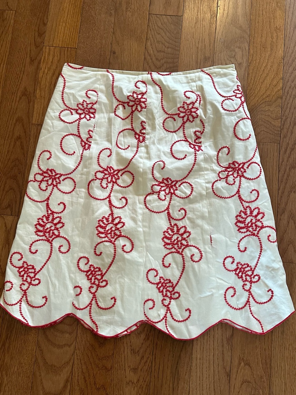 Kelly & Diane Embroidered Red Flora Skirt